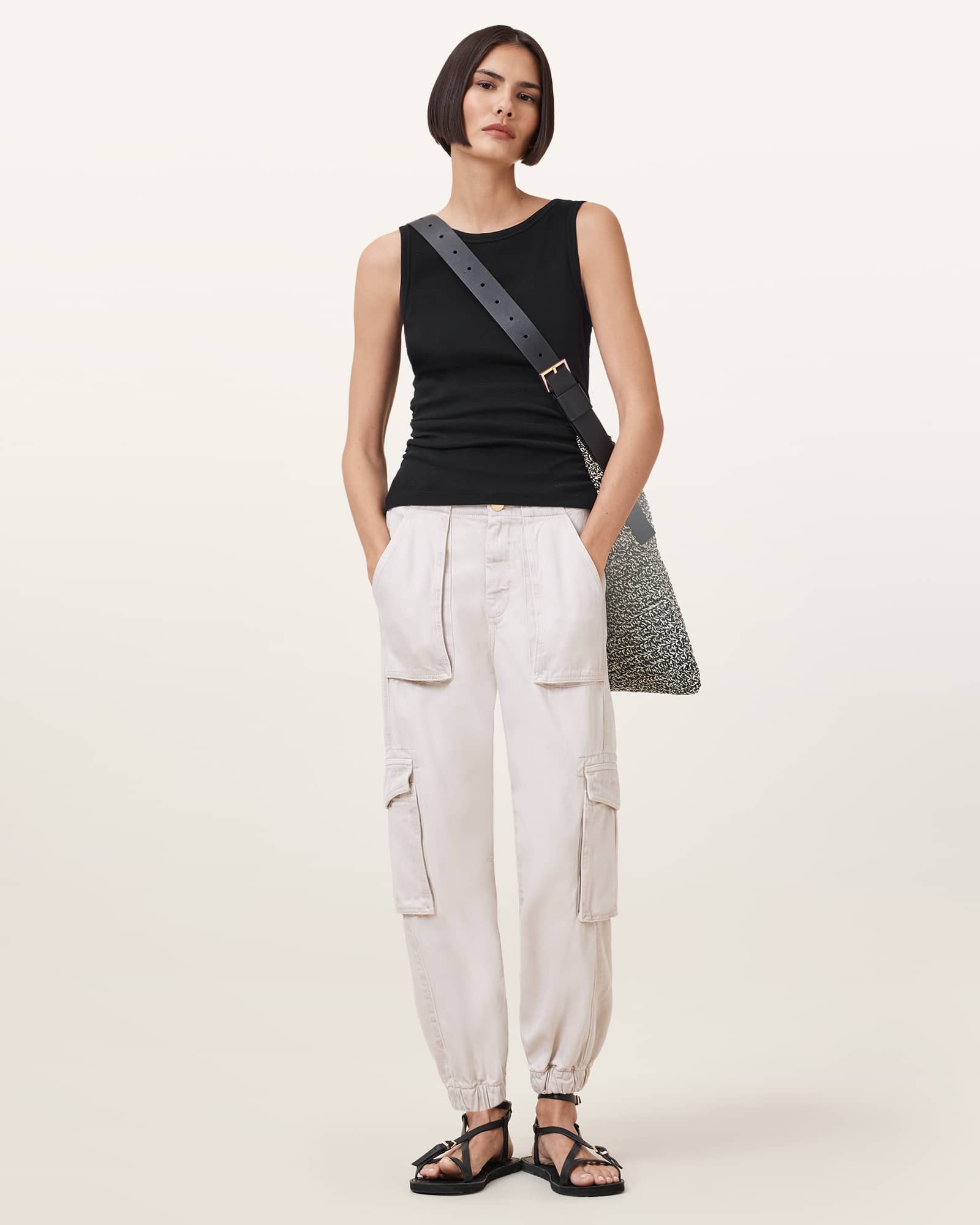 All Saints Katarina Boat Neck Slim Fit Tank Top Black