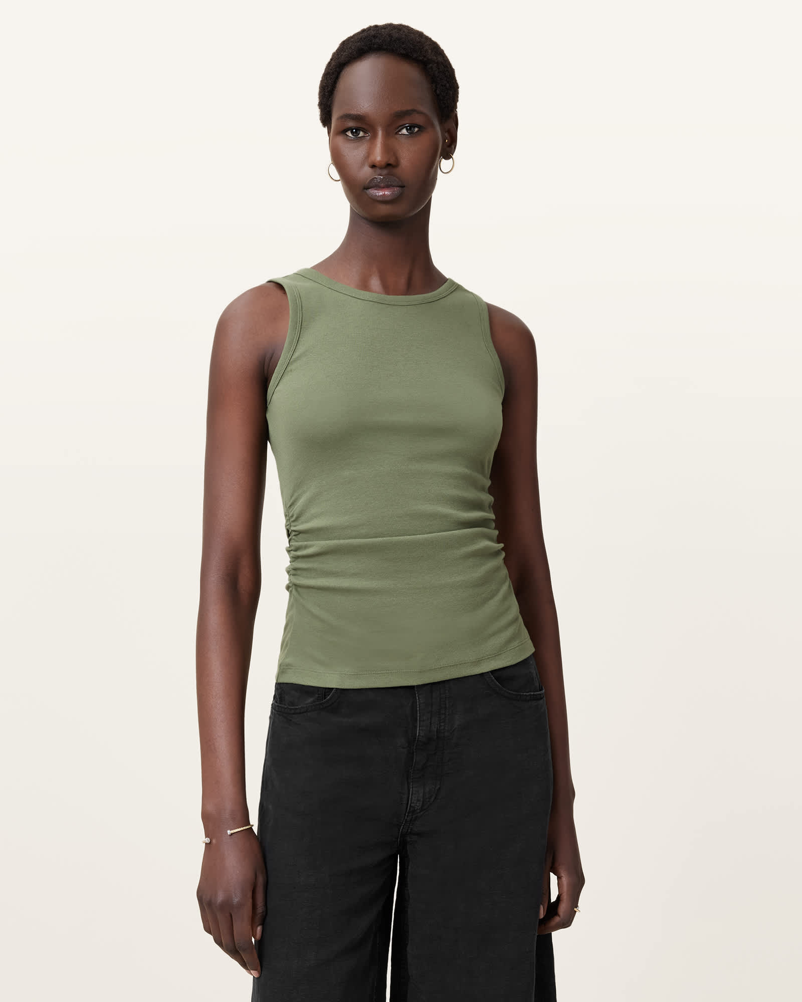 All Saints Katarina Boat Neck Slim Fit Tank Top Grass Green