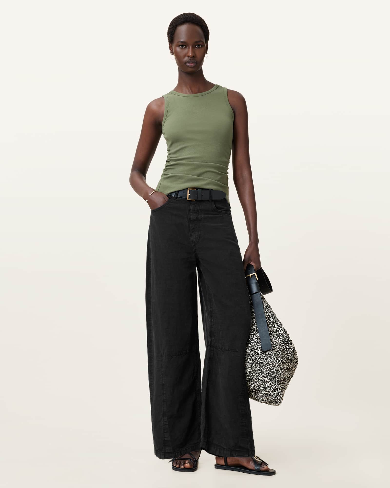 All Saints Katarina Boat Neck Slim Fit Tank Top Grass Green