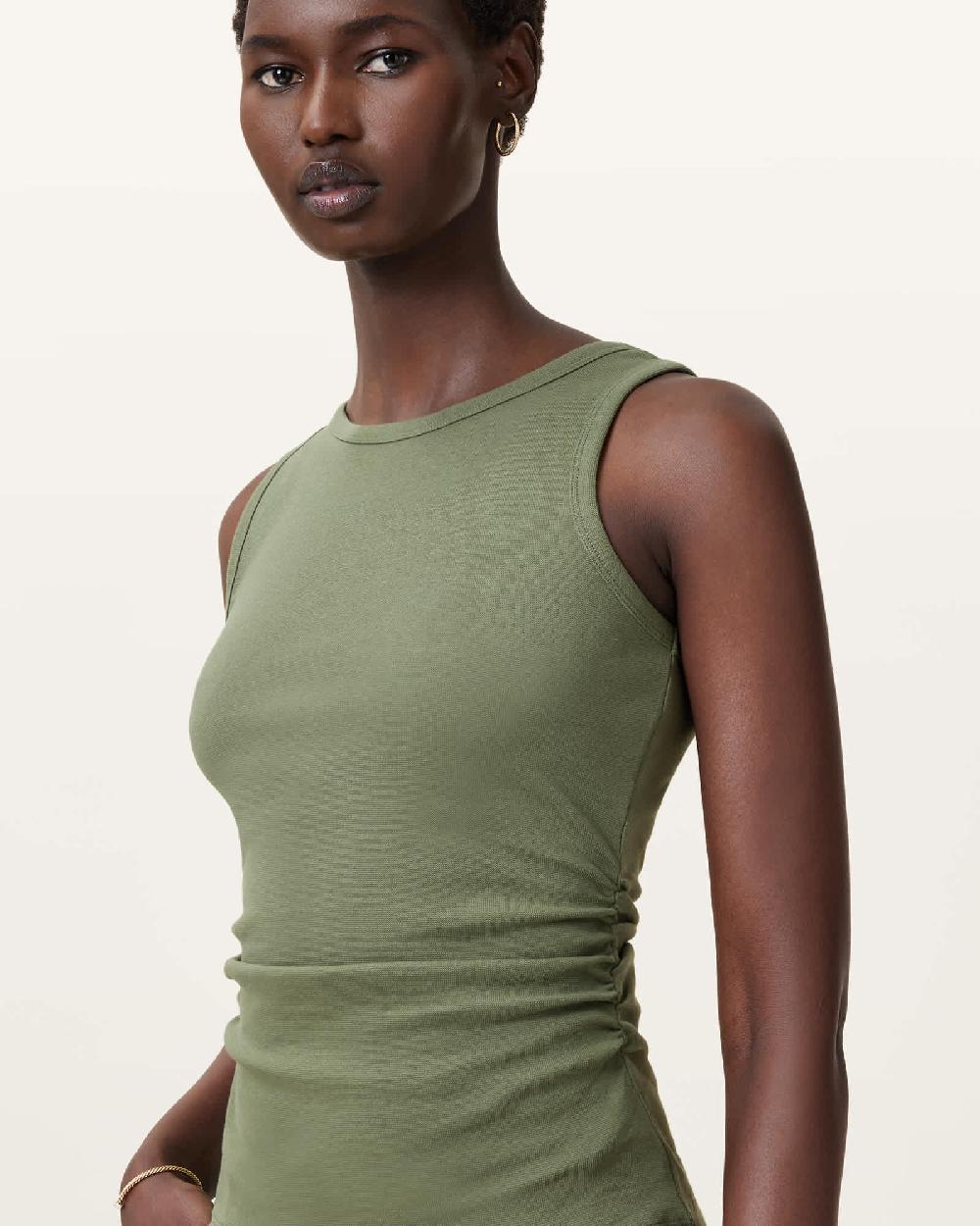 All Saints Katarina Boat Neck Slim Fit Tank Top Grass Green