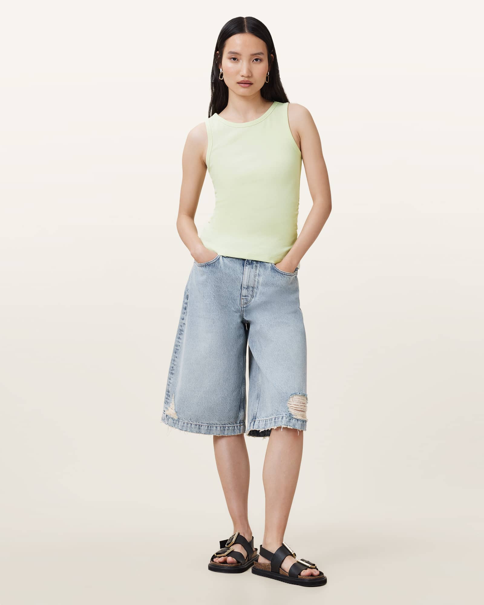 All Saints Katarina Boat Neck Slim Fit Tank Top JADE GREEN