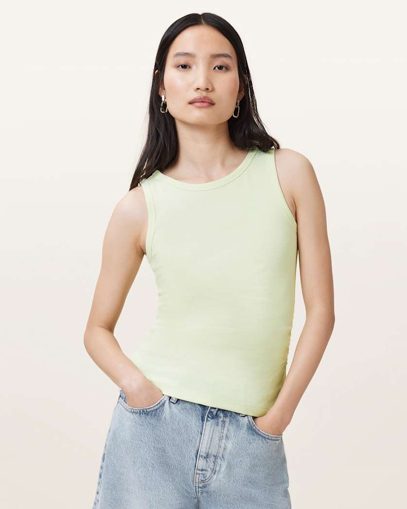all saints Katarina Boat Neck Slim Fit Tank Top JADE GREEN