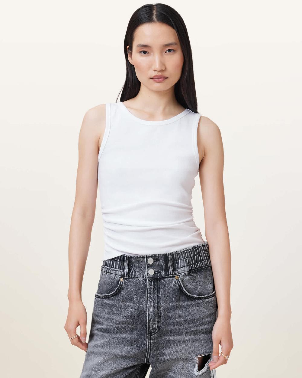 All Saints Katarina Boat Neck Slim Fit Tank Top Optic White