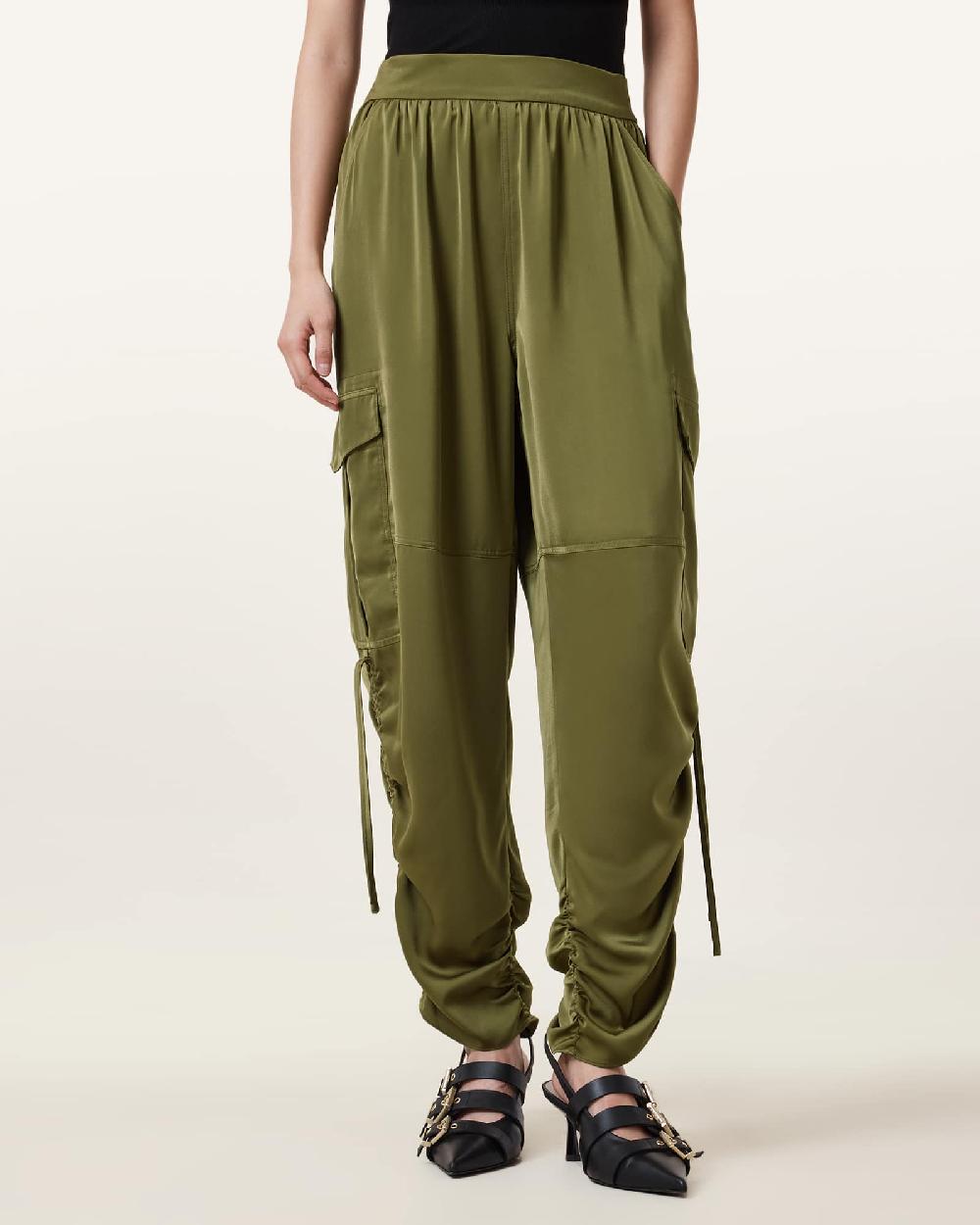 All Saints Kaye Relaxed Fit Drawcord Pants Khaki Green