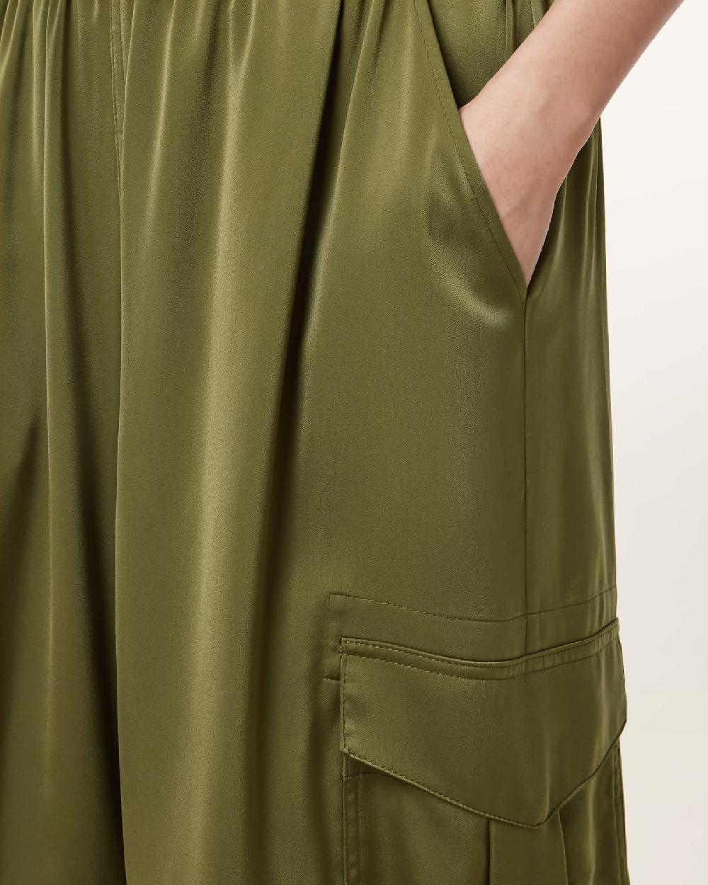 All Saints Kaye Relaxed Fit Drawcord Pants Khaki Green