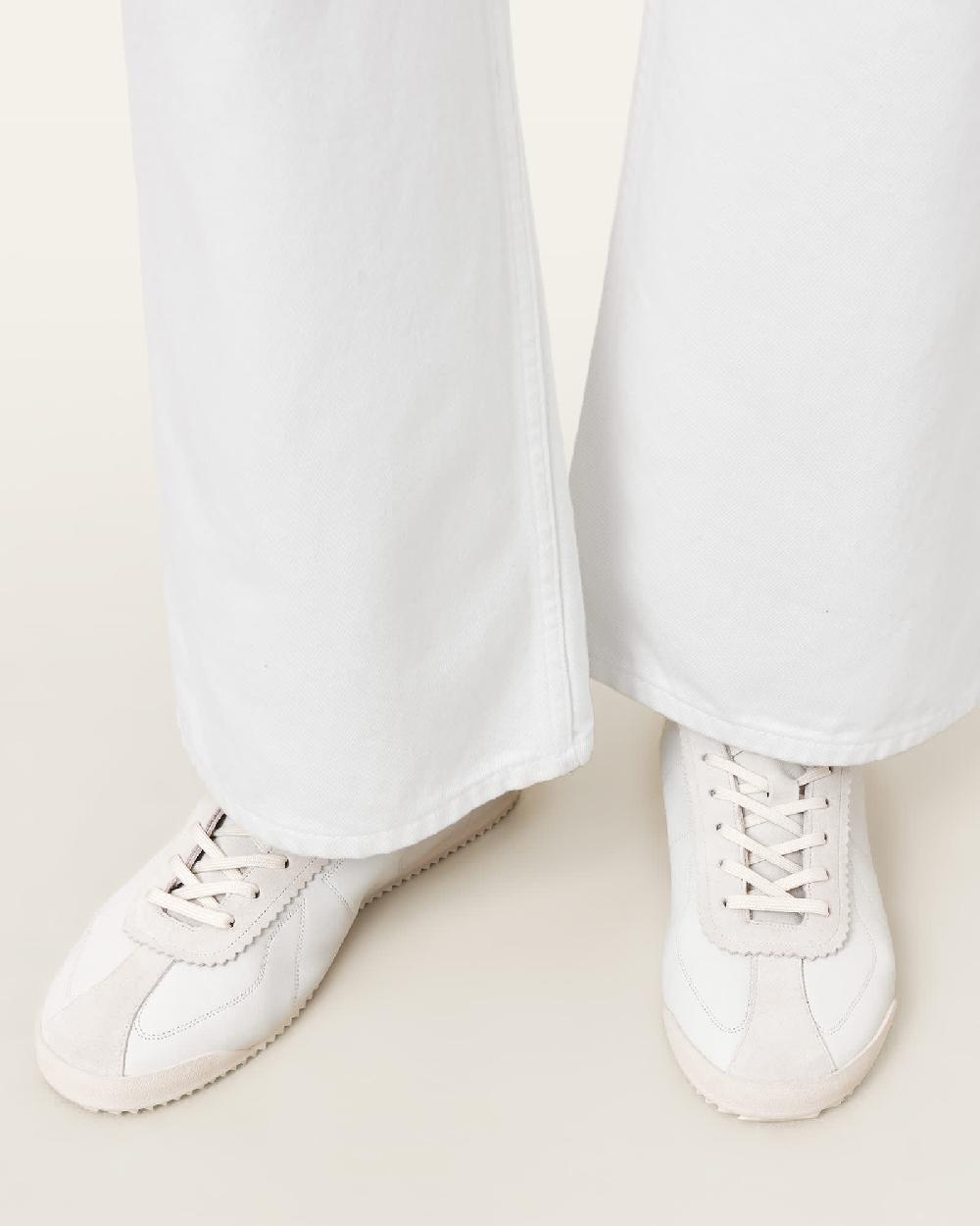 All Saints Kenny Low Top Suede Sneakers Chalk White