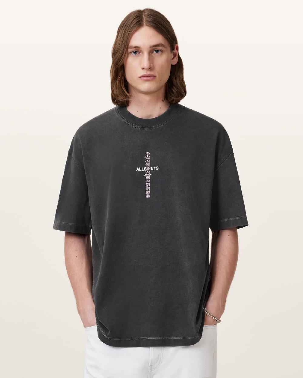All Saints Knox Short Sleeve Faded T-Shirt Washed Black