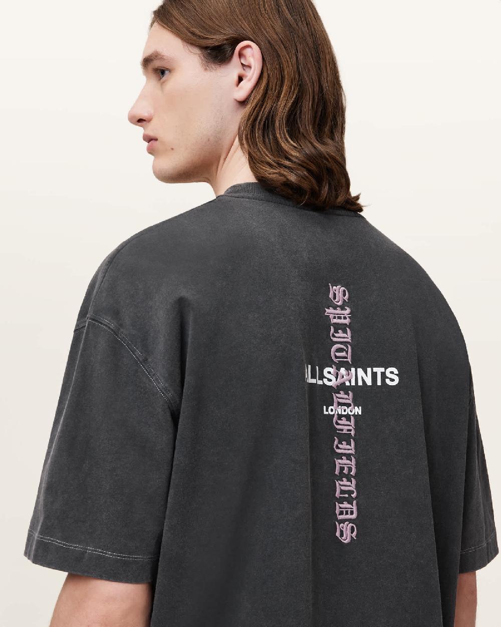 All Saints Knox Short Sleeve Faded T-Shirt Washed Black