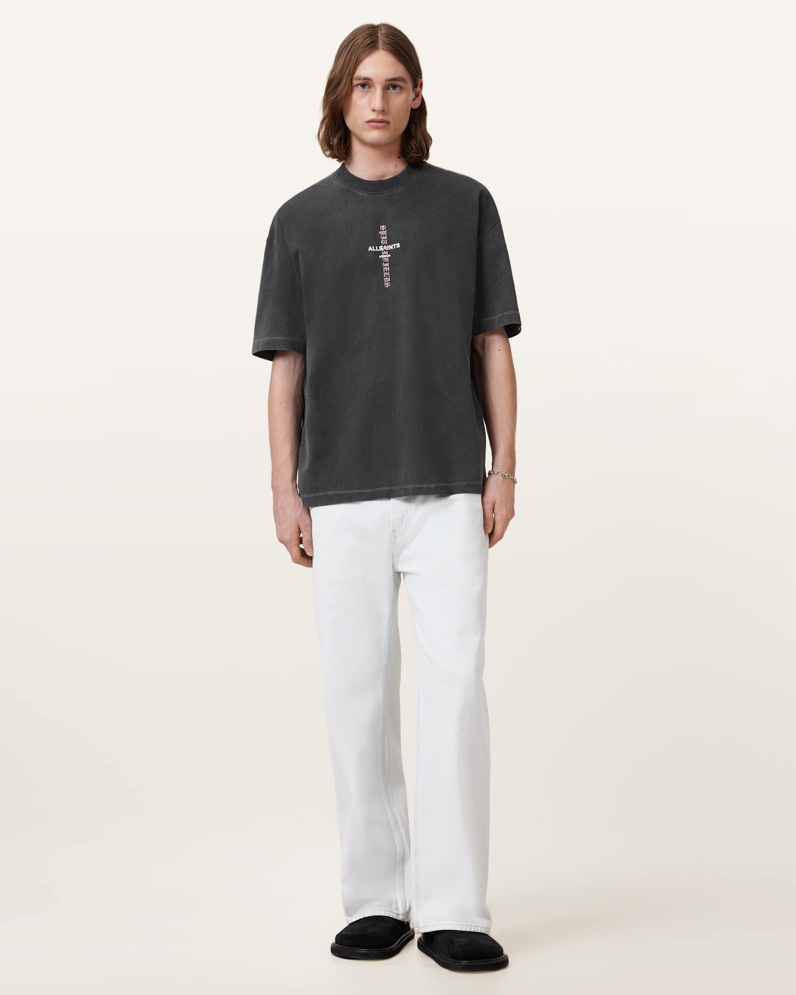 All Saints Knox Short Sleeve Faded T-Shirt Washed Black