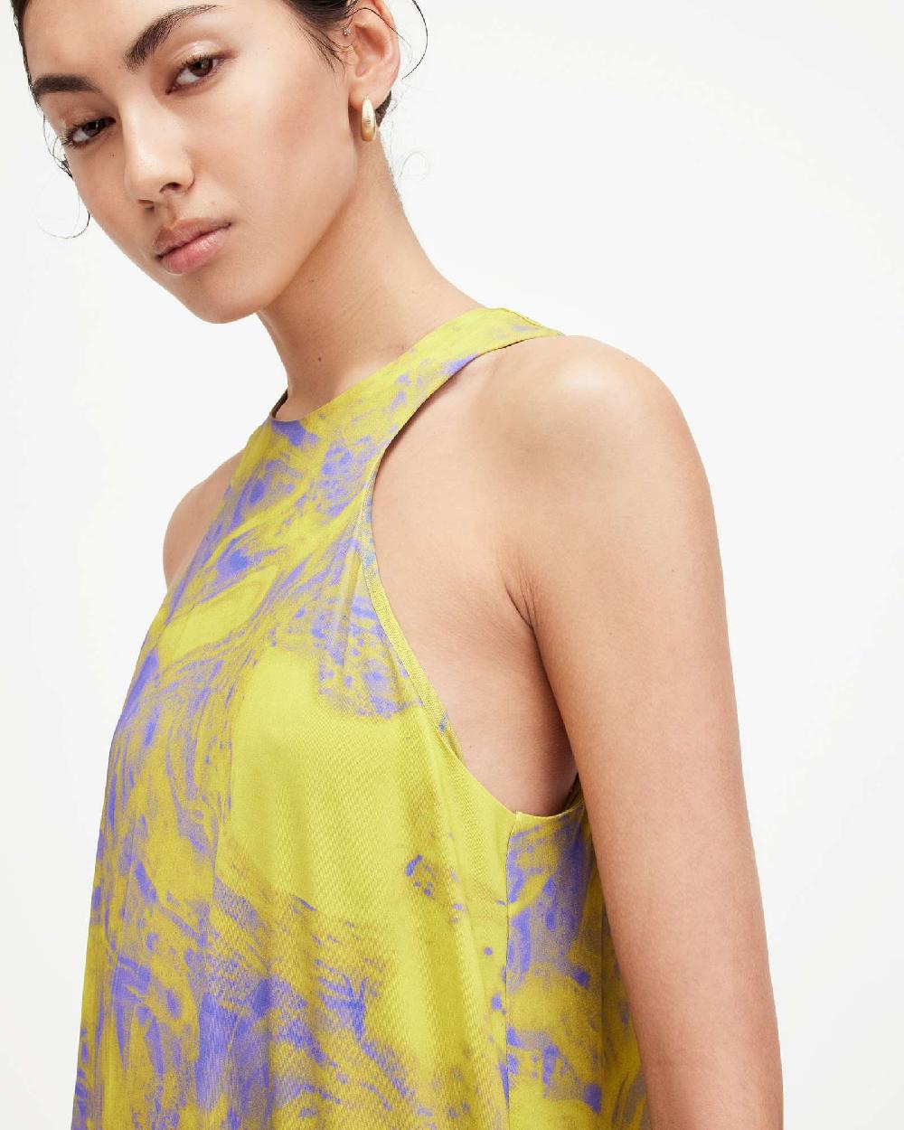 All Saints Kura Inspiral Printed Maxi Dress ZEST LIME GREEN