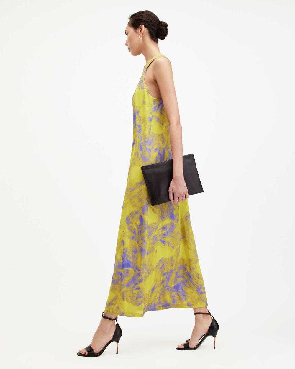 All Saints Kura Inspiral Printed Maxi Dress ZEST LIME GREEN