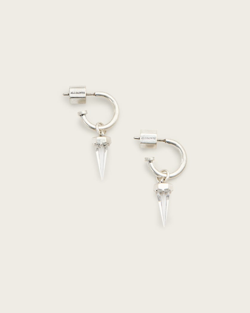 all saints Laio Spike Hoop Earrings WARM SILVER/CLEAR