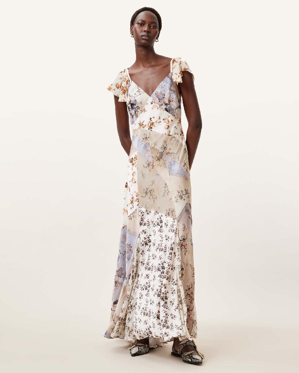 All Saints Lala Floral Maxi Dress ORIGIN DITSY BROWN