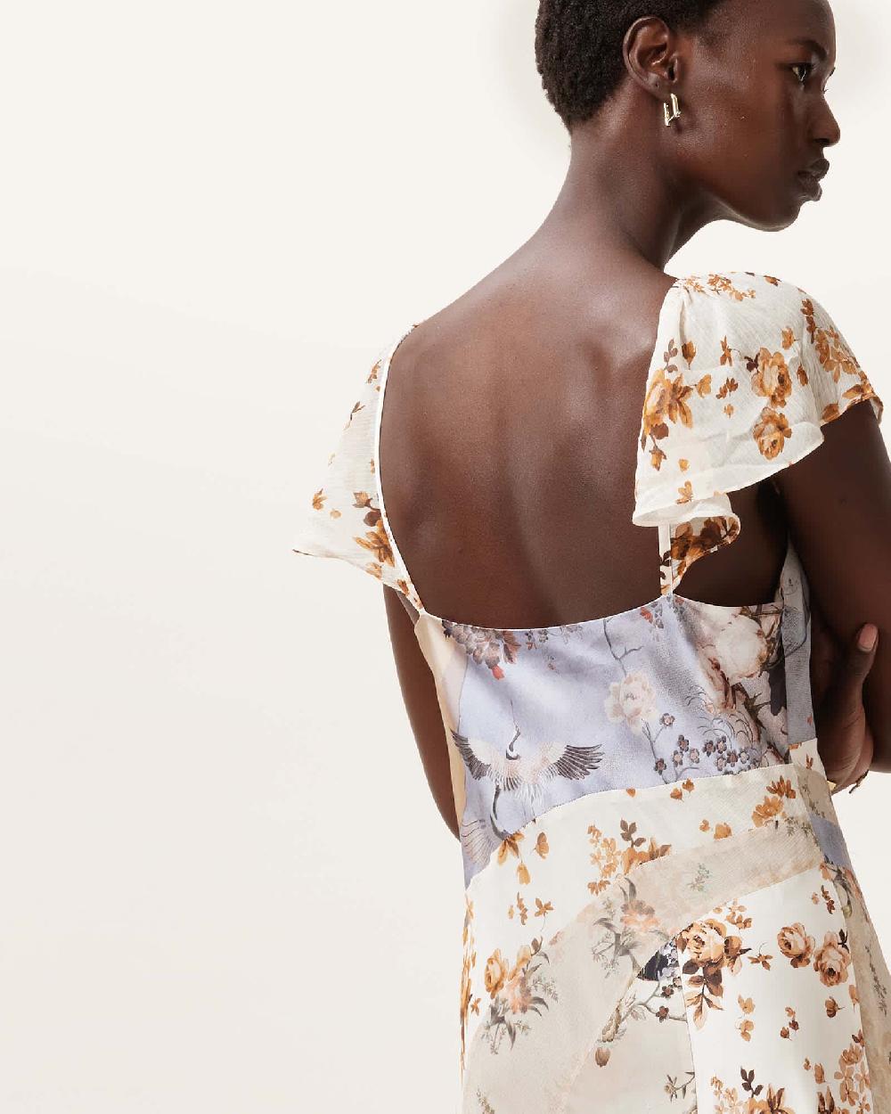 All Saints Lala Floral Maxi Dress ORIGIN DITSY BROWN