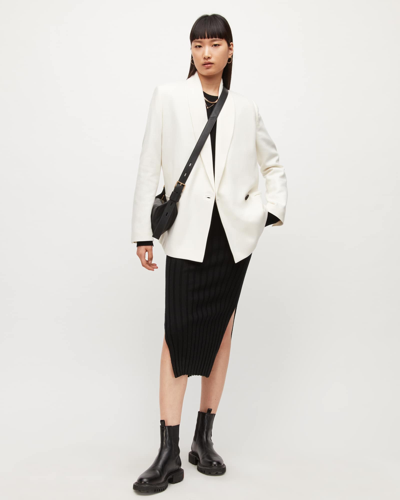 All Saints Lalia Wool-Cashmere Blend Blazer Off White