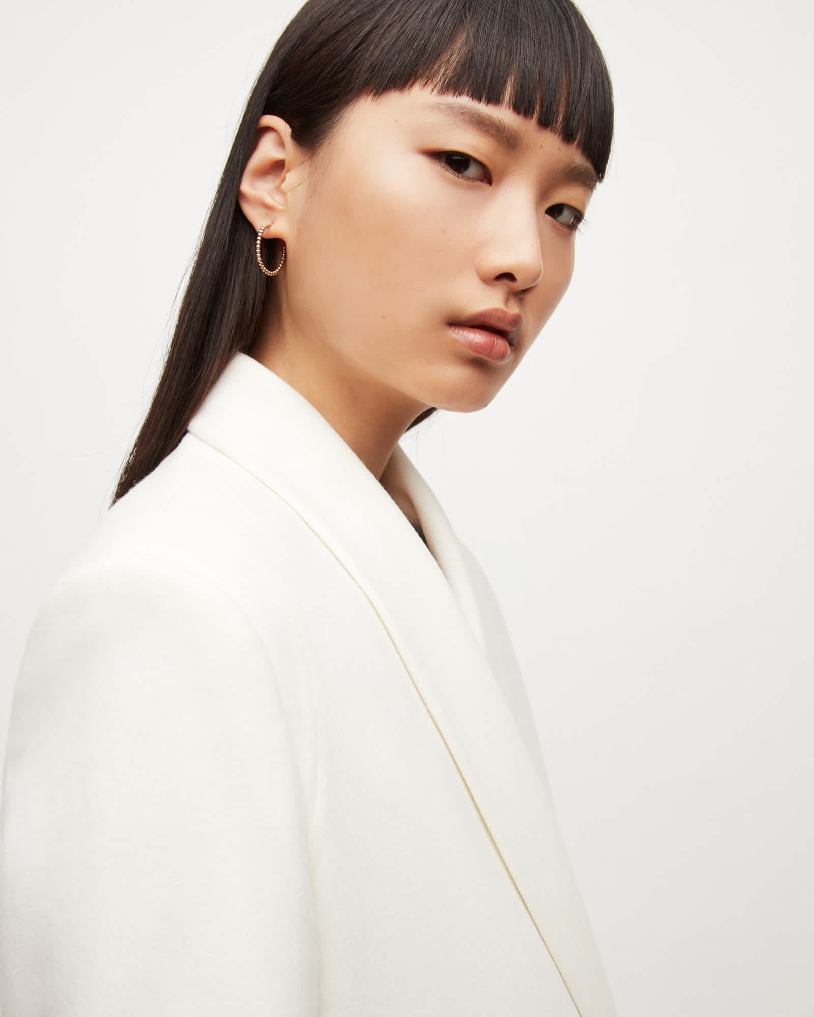 All Saints Lalia Wool-Cashmere Blend Blazer Off White