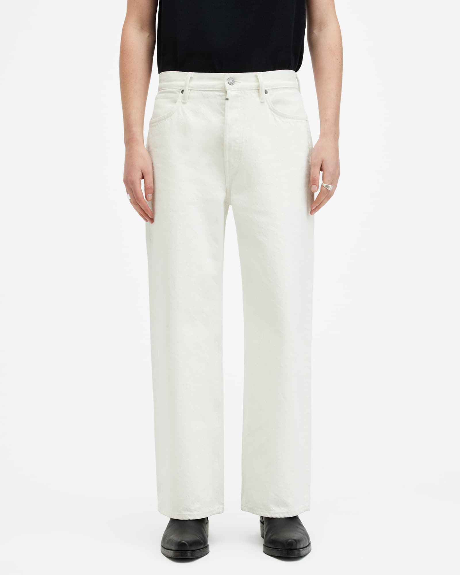 All Saints Lenny Loose Fit Wide Leg Denim Jeans White