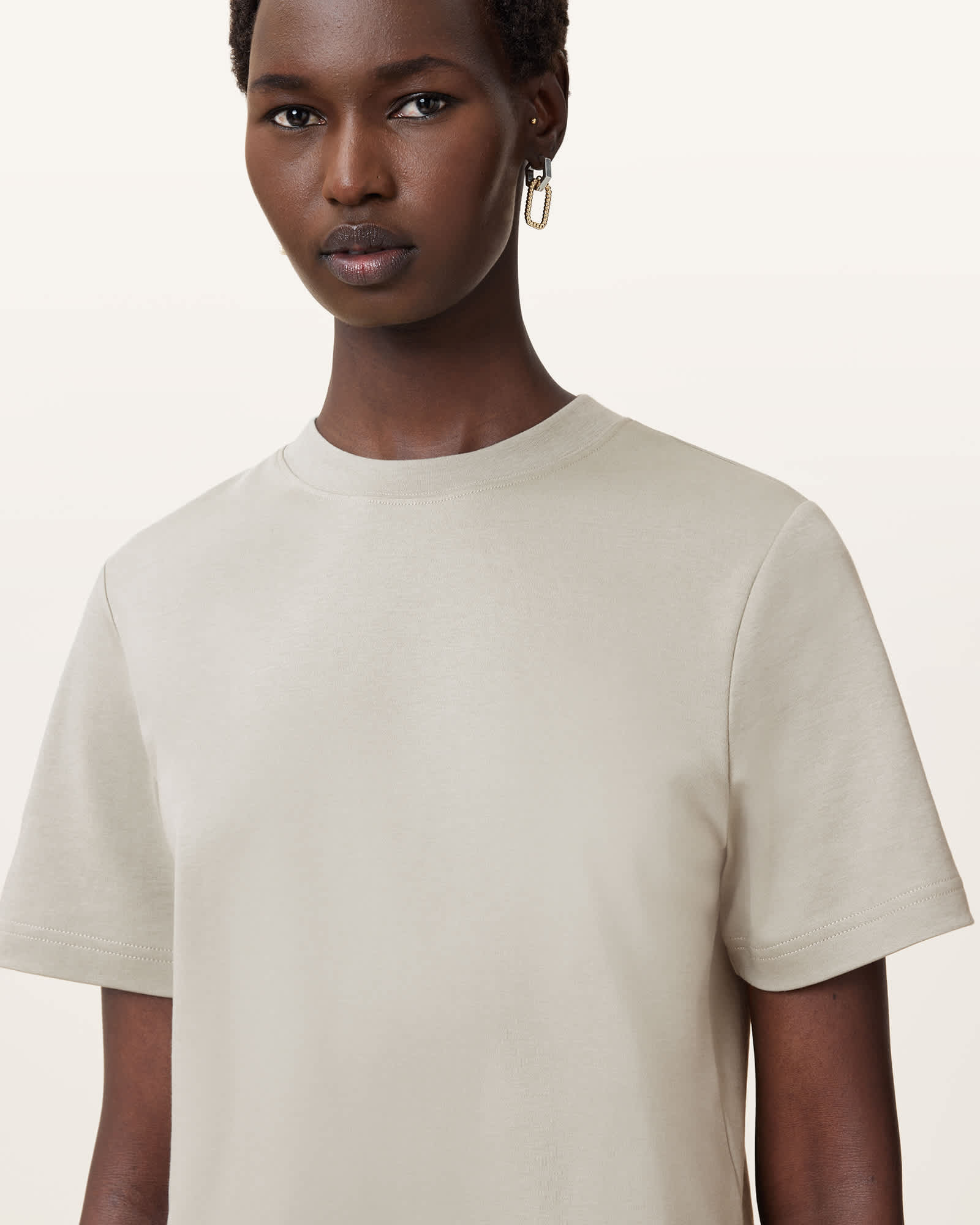 All Saints Lisa Boxy Crew Neck T-Shirt Abbey Stone Green