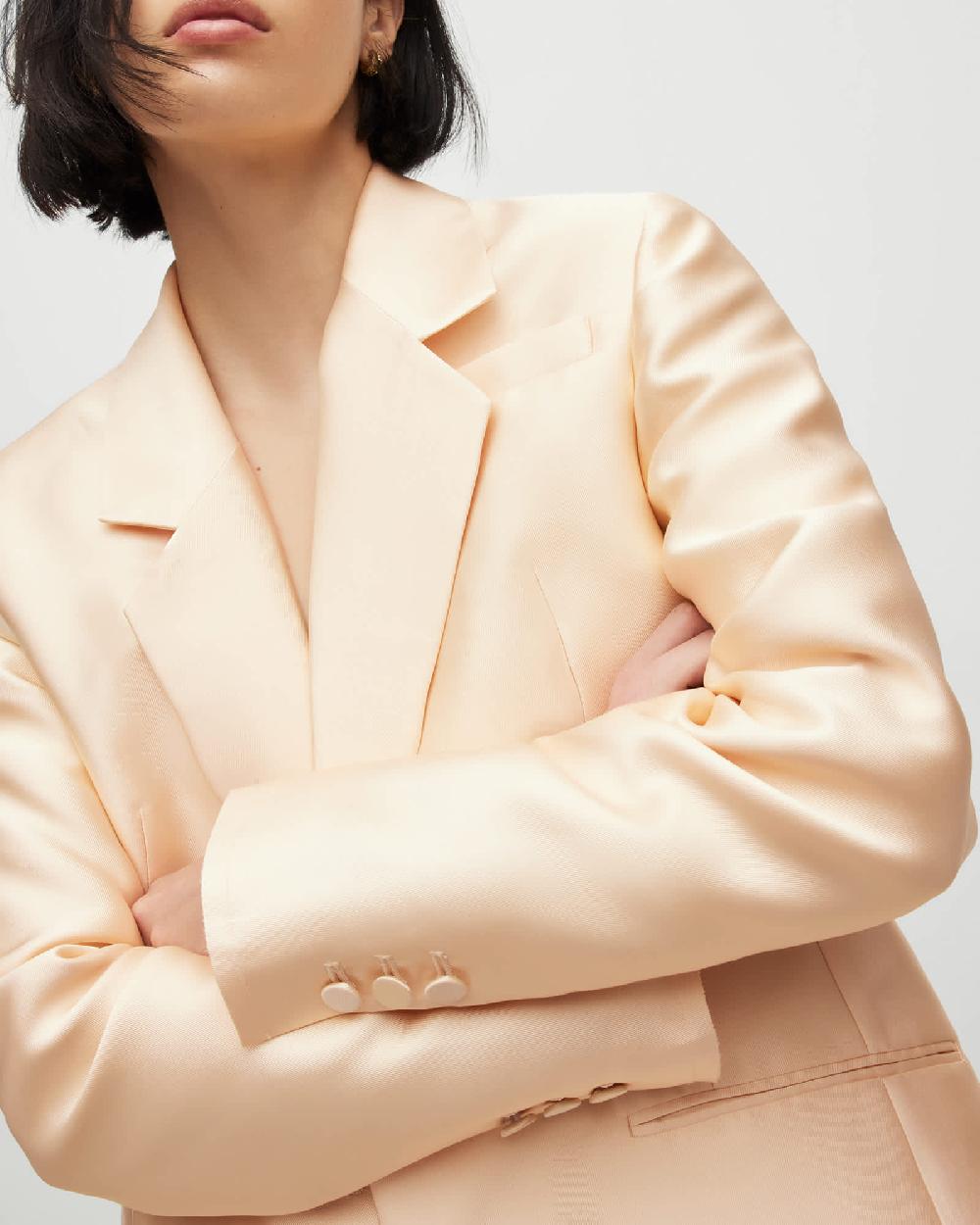 All Saints London Shimmer Single Breasted Blazer Gold