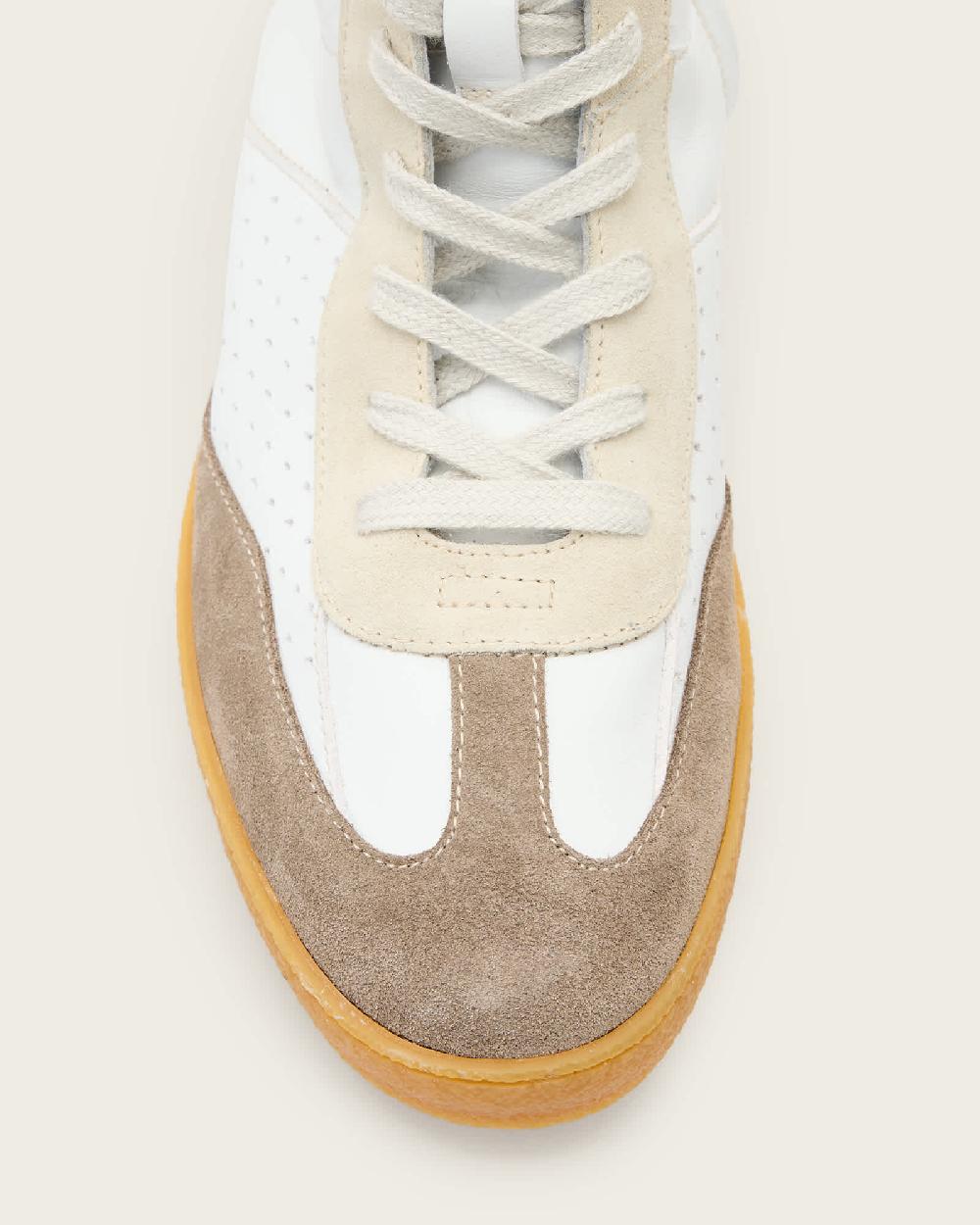 All Saints Louise Leather High Top Sneakers OFFWHITE/TAUPE
