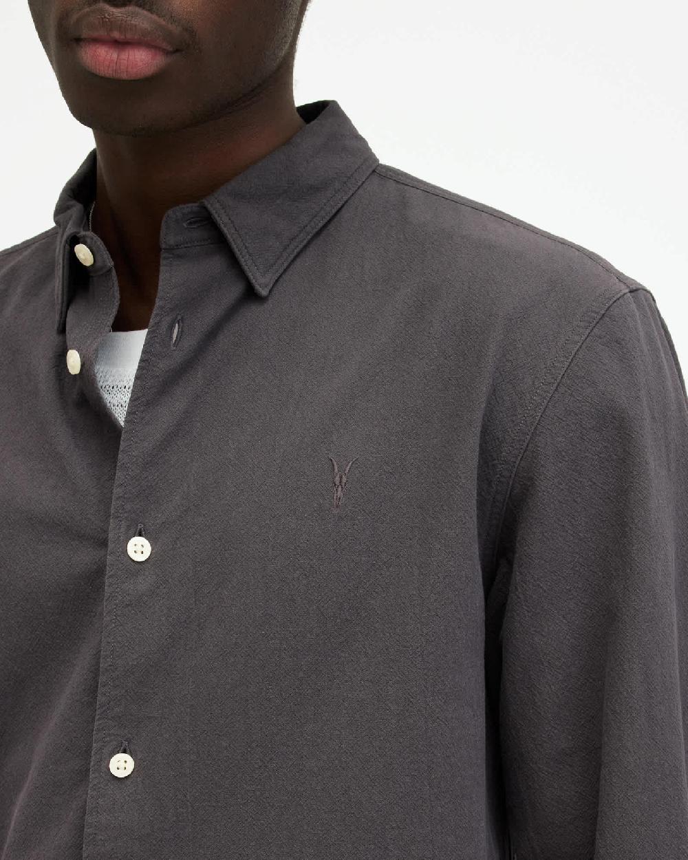 All Saints Lovell Slim Fit Ramskull Shirt Shaded Gray