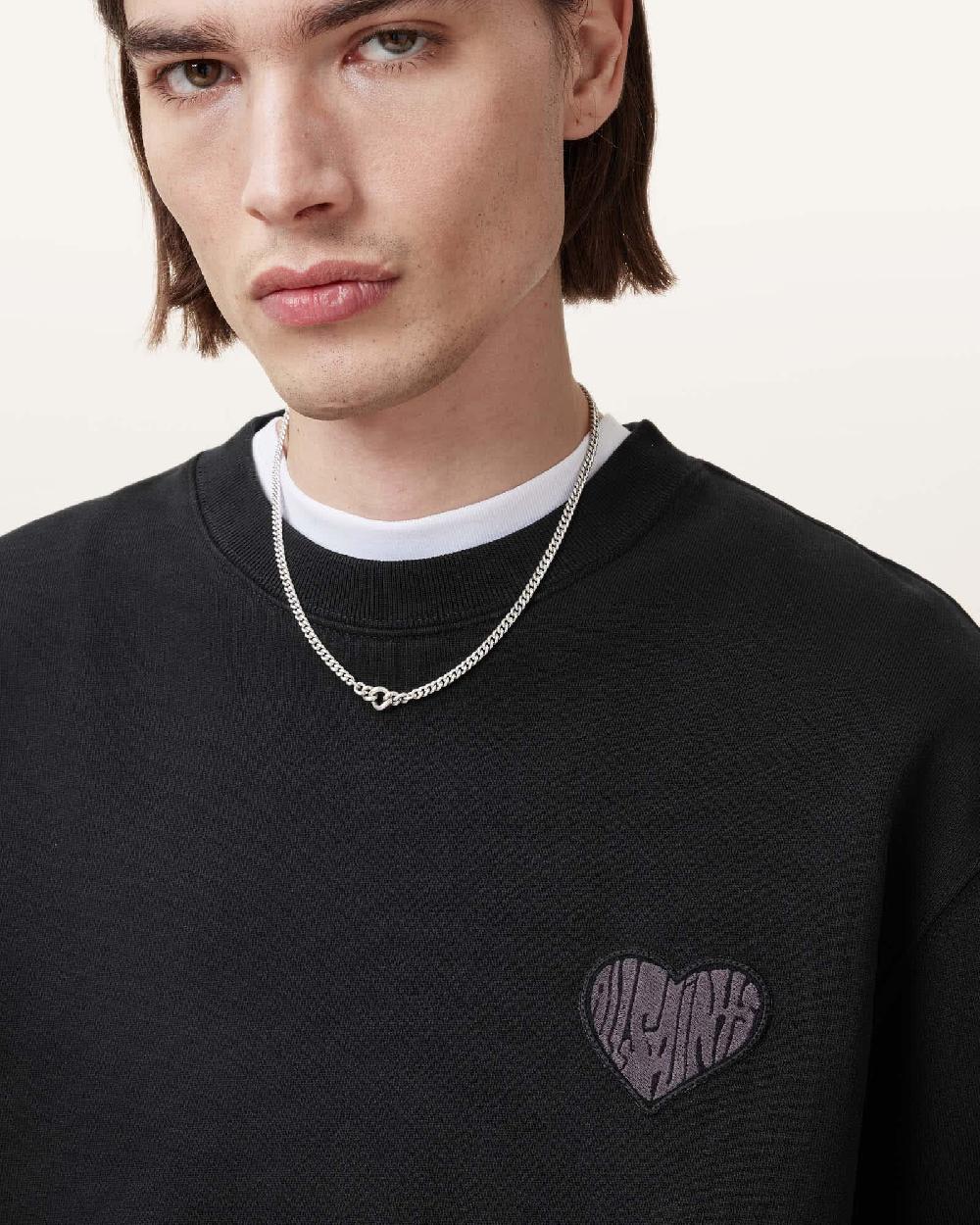 All Saints Lover Crew Neck Relaxed Fit Sweatshirt Washed Black