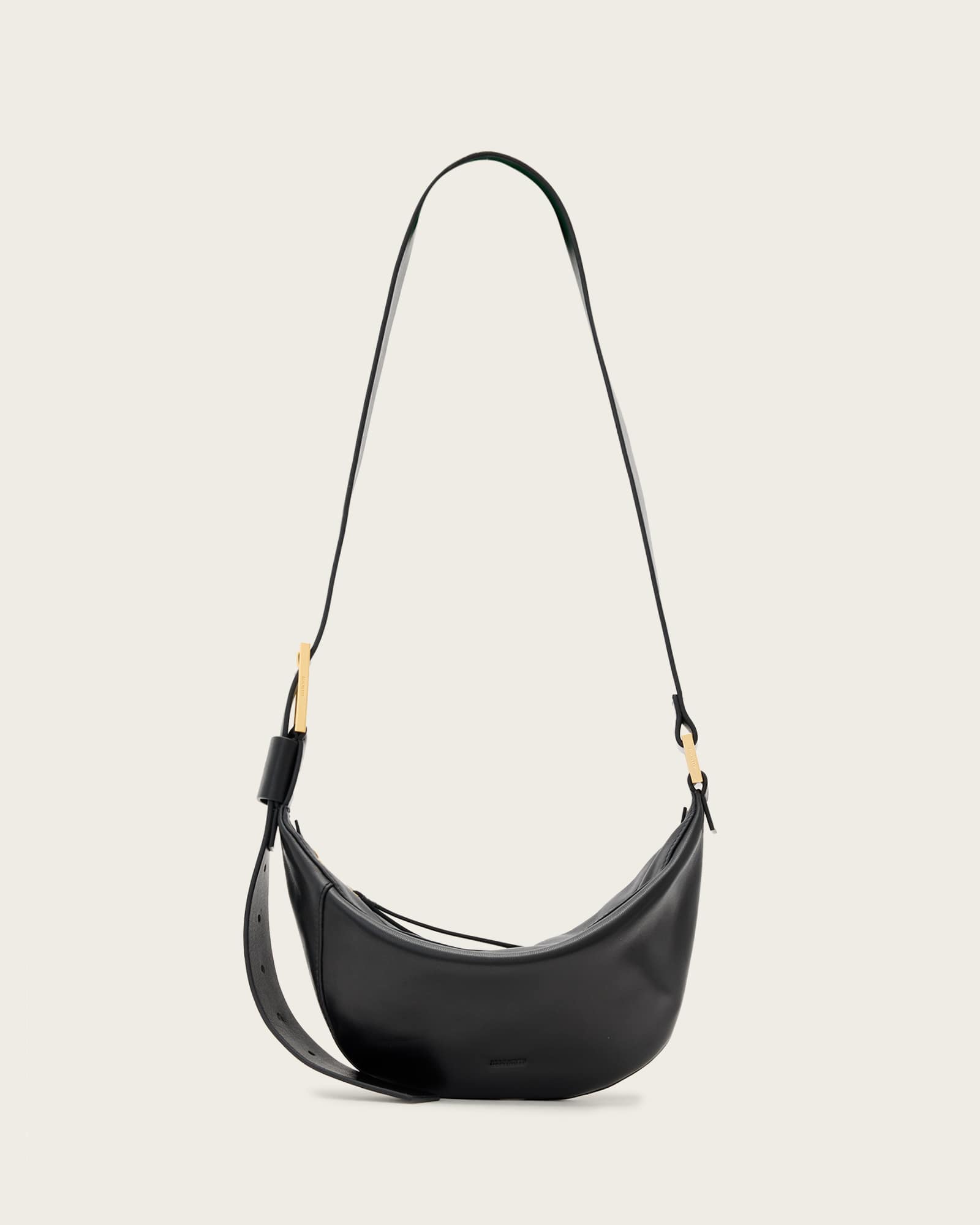 All Saints Luna Slouchy Leather Crossbody Bag Black