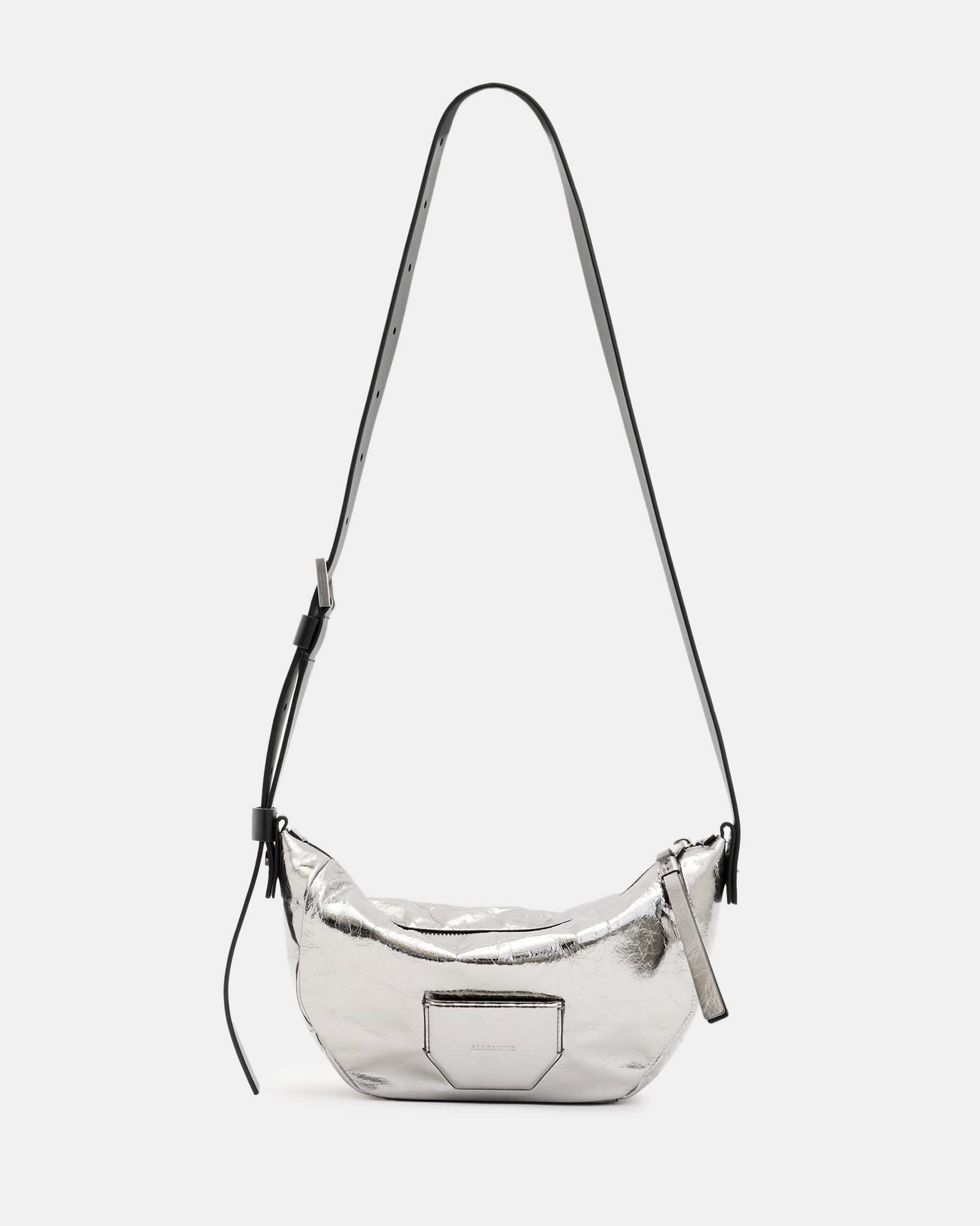 All Saints Madea Leather Crossbody Bag Gunmetal Grey
