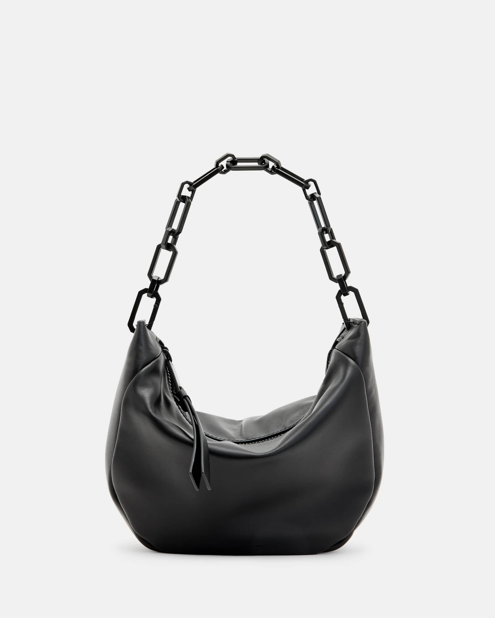 All Saints Madea Mini Chain Strap Leather Bag Black