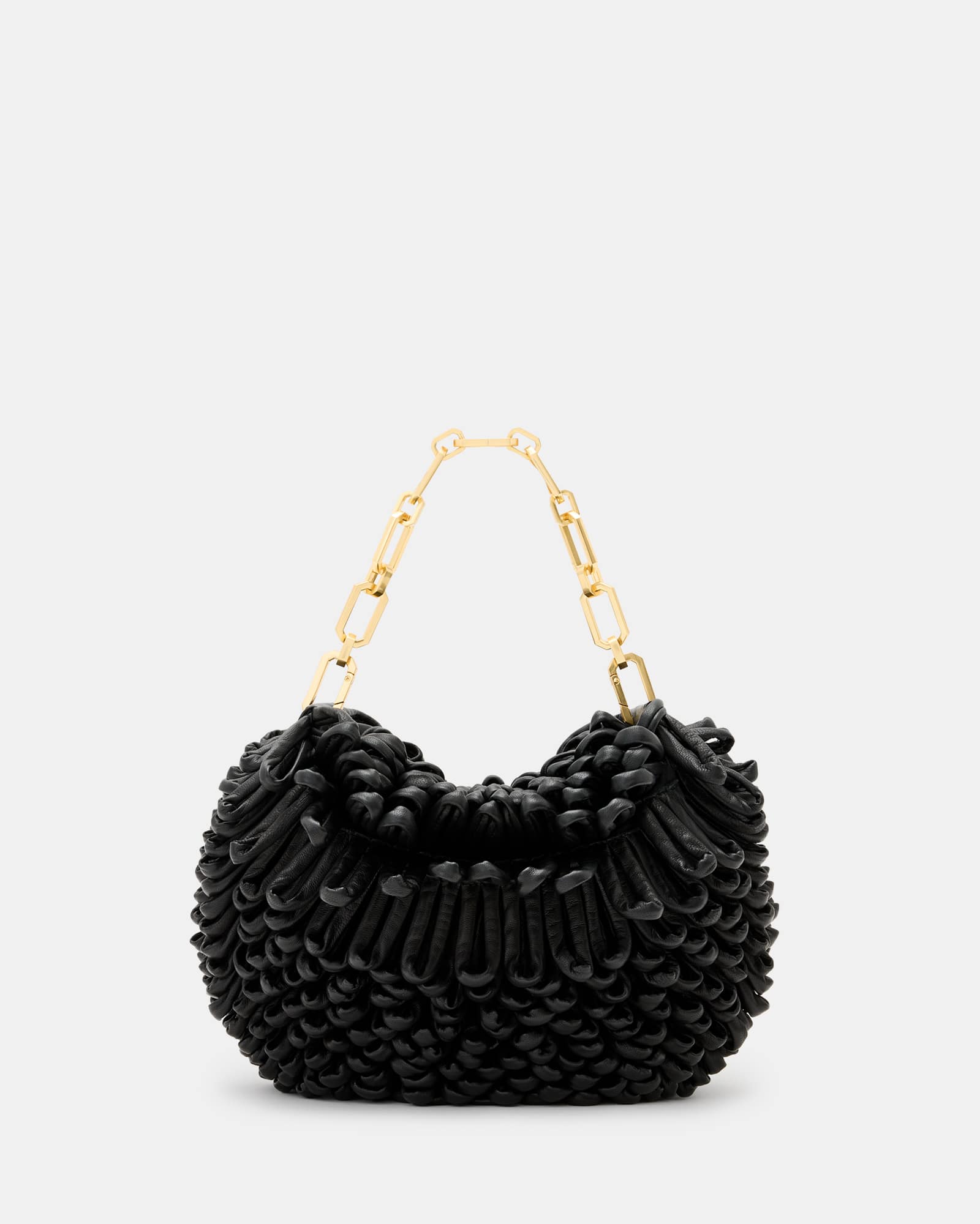 All Saints Madea Mini Chain Strap Leather Loop Bag Black