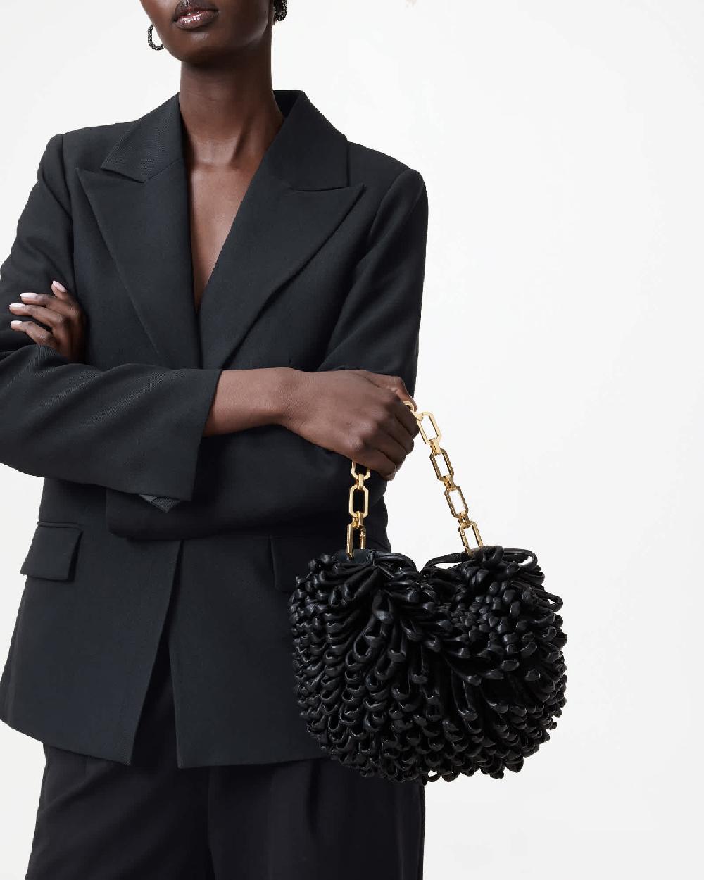 All Saints Madea Mini Chain Strap Leather Loop Bag Black