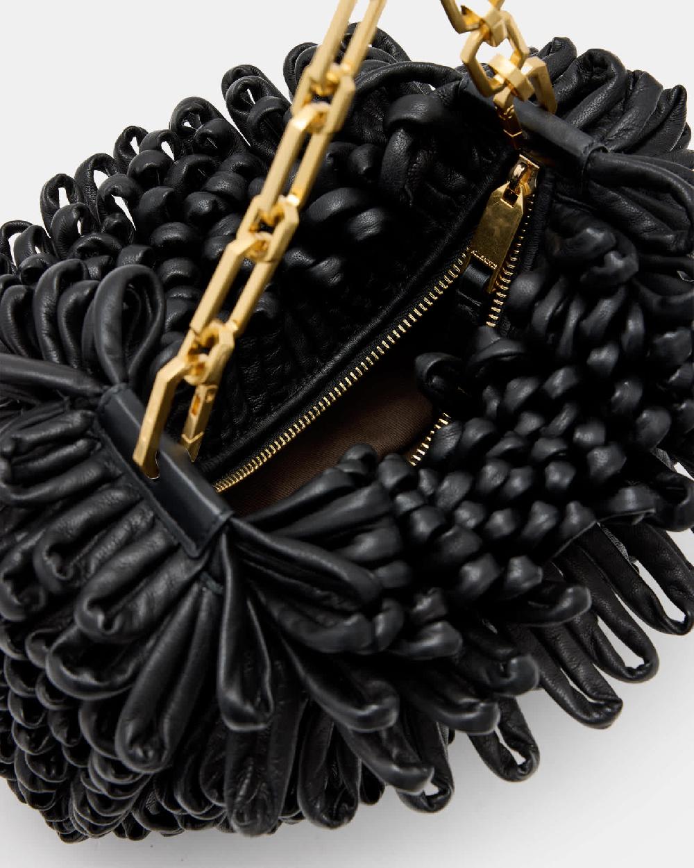 All Saints Madea Mini Chain Strap Leather Loop Bag Black