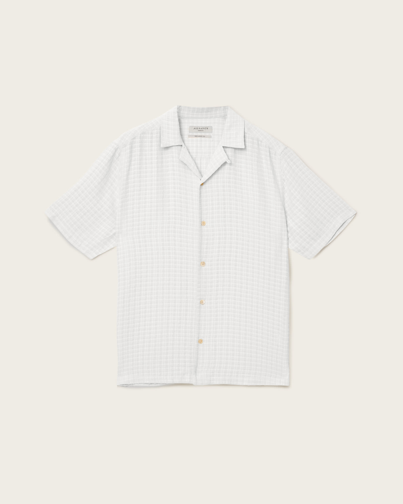 All Saints Madin Relaxed Fit Textured Shirt Sandy White