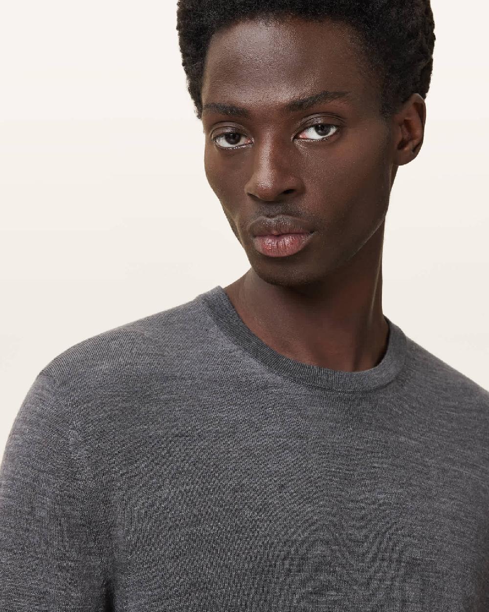 All Saints Maes Merino Crew Neck Sweater Monument Gray