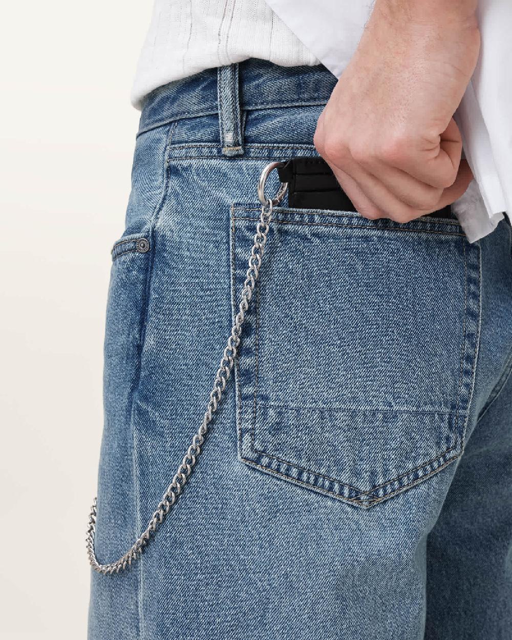 All Saints Makoto Chain Leather Cardholder Wallet Black