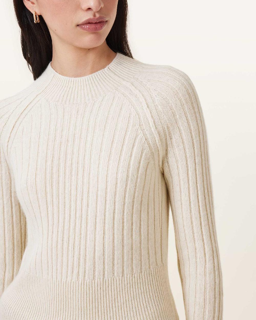 All Saints Maya Ribbed Cashmere Sweater Chalk White