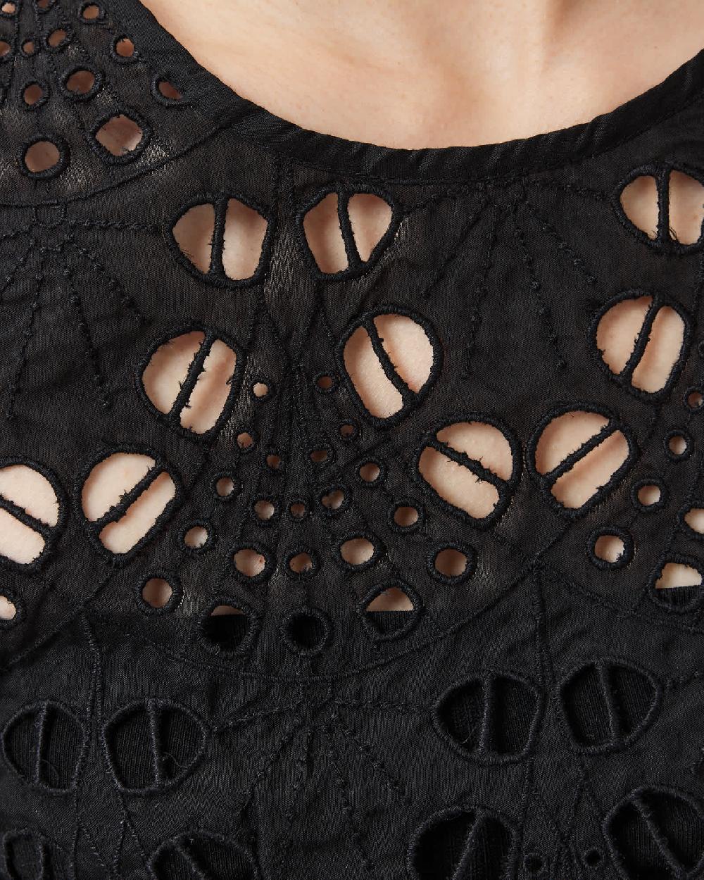 All Saints Meadow Embroidered Short Sleeve Top Black