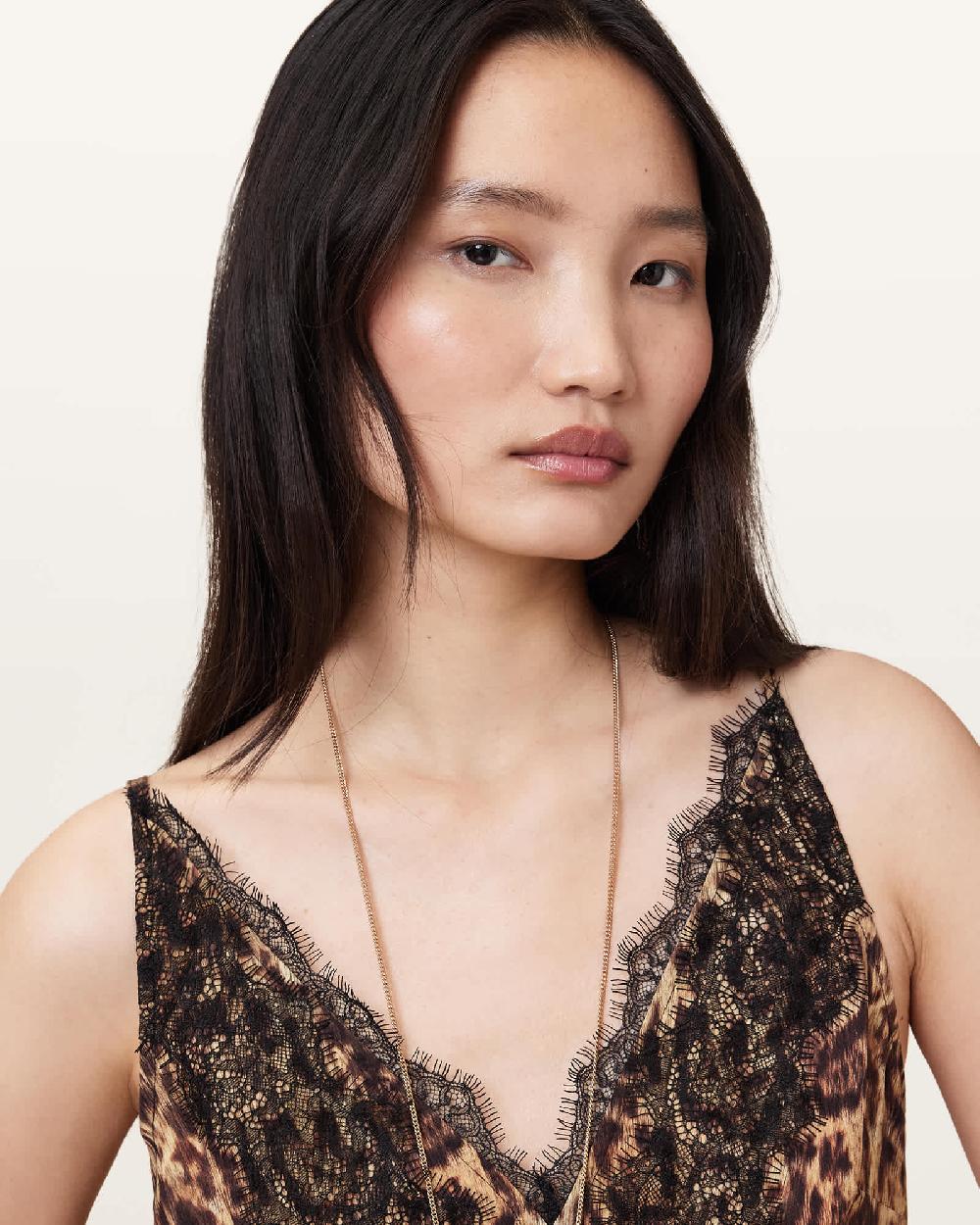 All Saints Melia Leopard Print Maxi Dress Evia Golden Brown