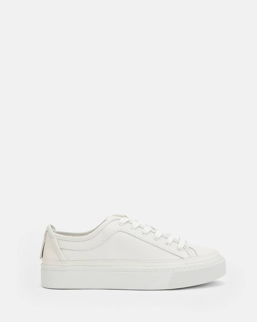 all saints Milla Leather Low Top Sneakers Chalk White