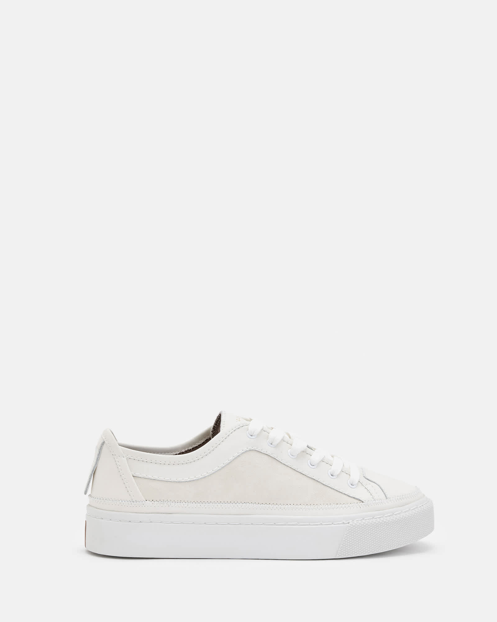 All Saints Milla Suede Lace Up Sneakers Chalk White