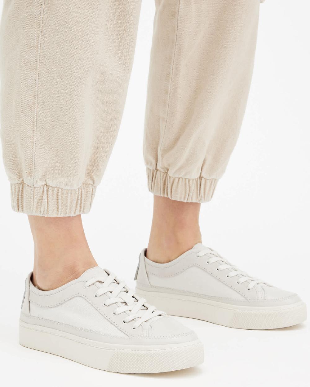 All Saints Milla Suede Lace Up Sneakers Chalk White