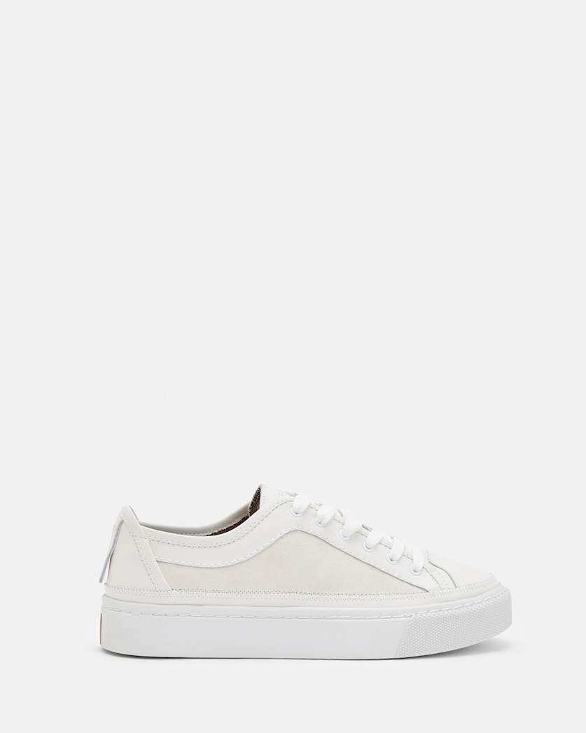 all saints Milla Suede Lace Up Sneakers Chalk White