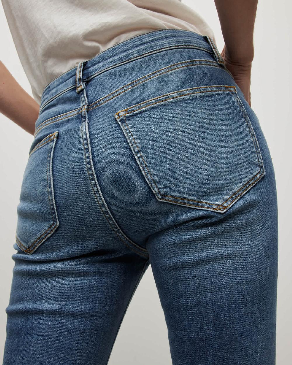 All Saints Miller Mid-Rise Destroyed Skinny Jeans Indigo Blue