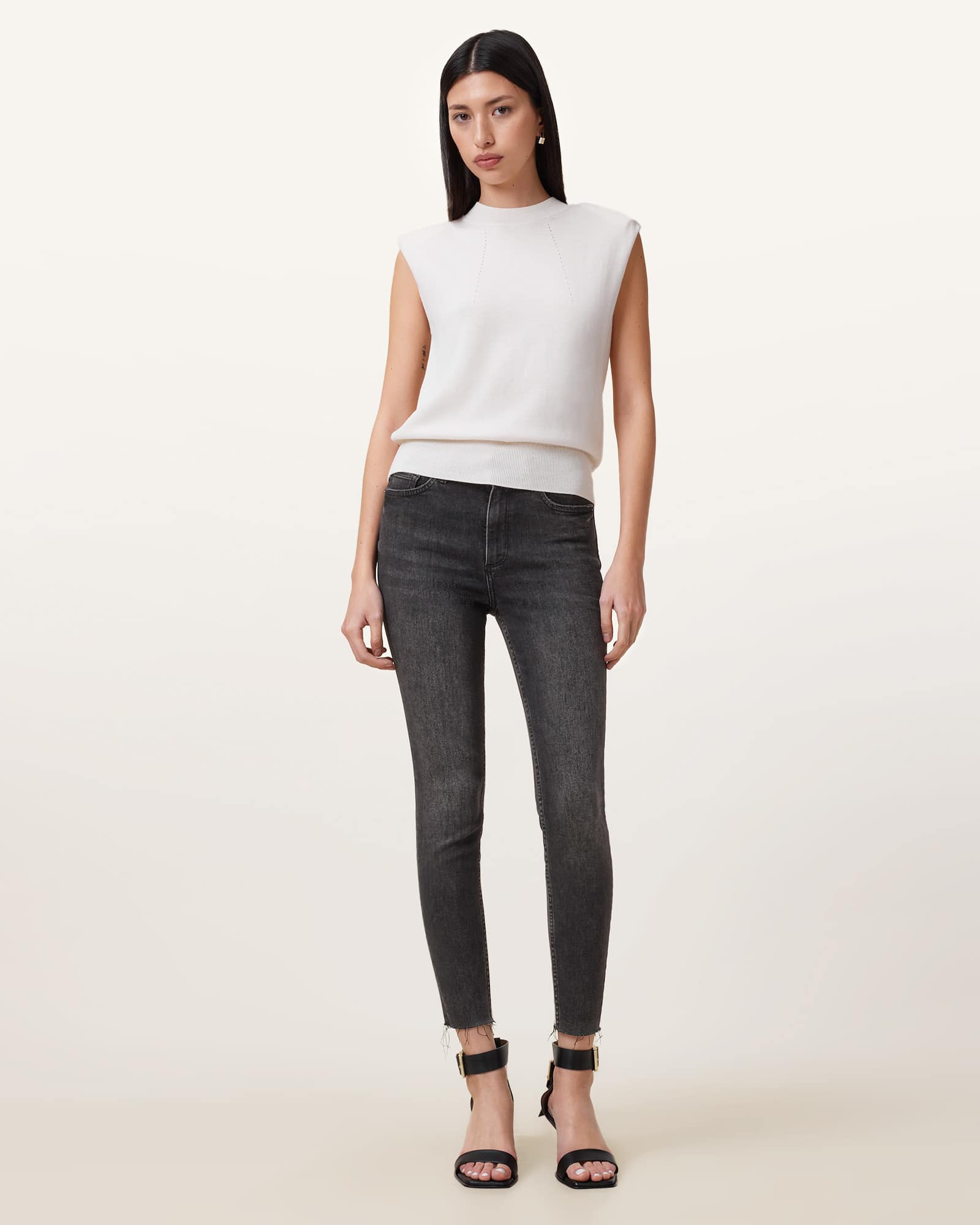 All Saints Miller Push Up Skinny Fit Denim Jeans Washed Black