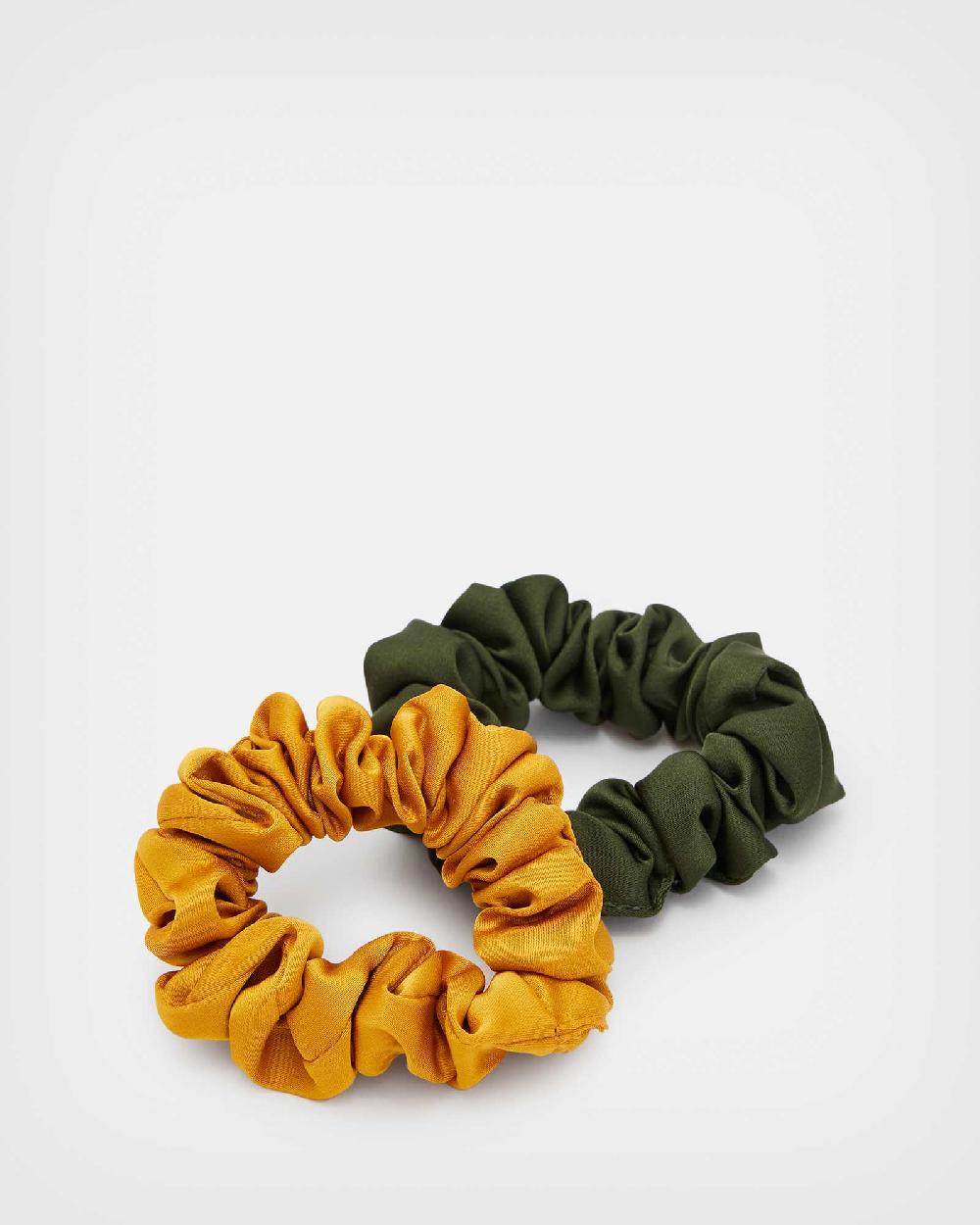 All Saints Mini 2 Pack Scrunchies OCHRE/FOREST GREEN