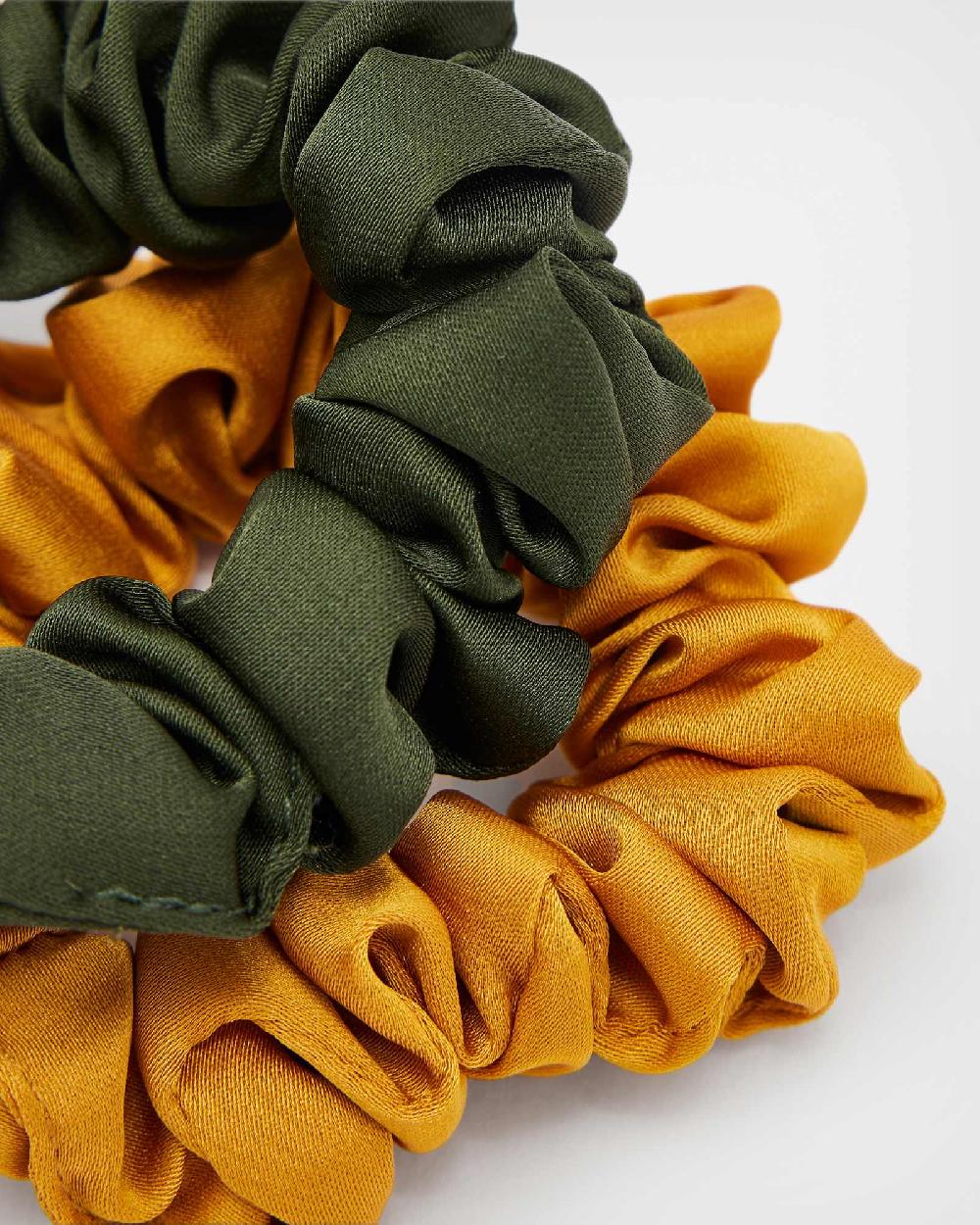All Saints Mini 2 Pack Scrunchies OCHRE/FOREST GREEN