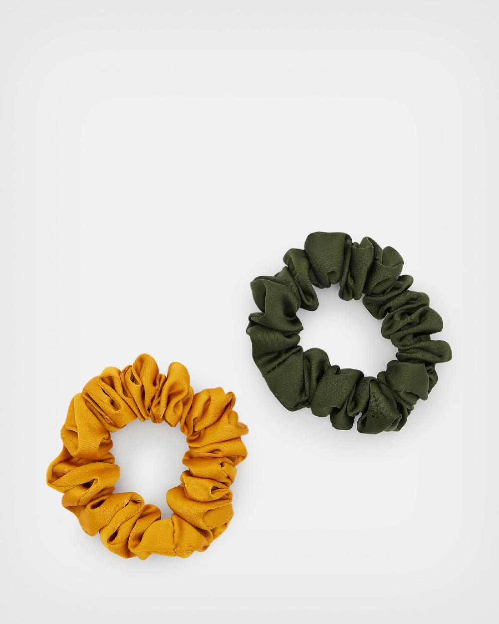 All Saints Mini 2 Pack Scrunchies OCHRE/FOREST GREEN