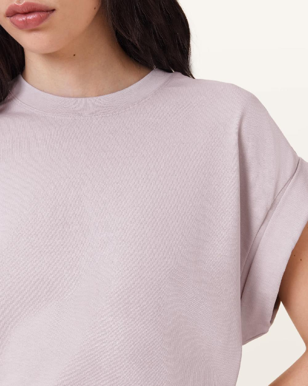 All Saints Mira Cropped Drawcord T-Shirt Lilac/Ash/Pink