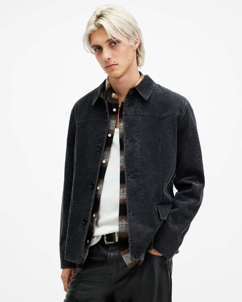 All Saints Mission Corduroy Western Jacket Faded Black