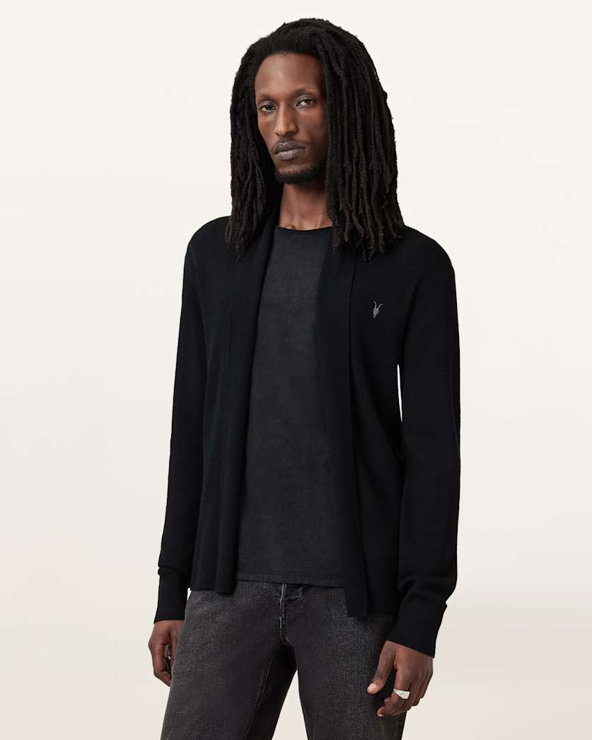 all saints Mode Merino Ramskull Open Cardigan Black